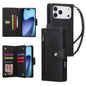 Rivet Buckle 9 Cards Three Fold Leather Phone Case, For iPhone 18 / 17, For iPhone 18 Pro / 17 Pro, For iPhone 18 Pro Max / 17 Pro Max, For iPhone 17e / 16e