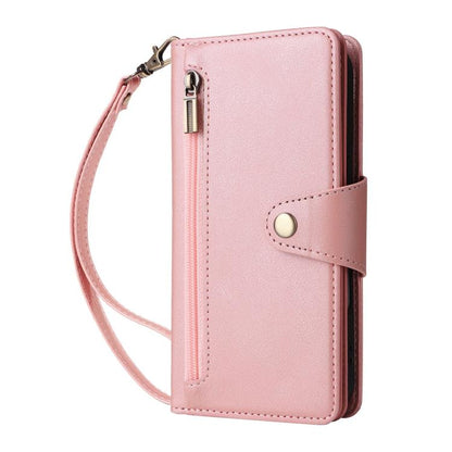 Rivet Buckle 9 Cards Three Fold Leather Phone Case, For iPhone 18 / 17, For iPhone 18 Pro / 17 Pro, For iPhone 18 Pro Max / 17 Pro Max, For iPhone 17e / 16e