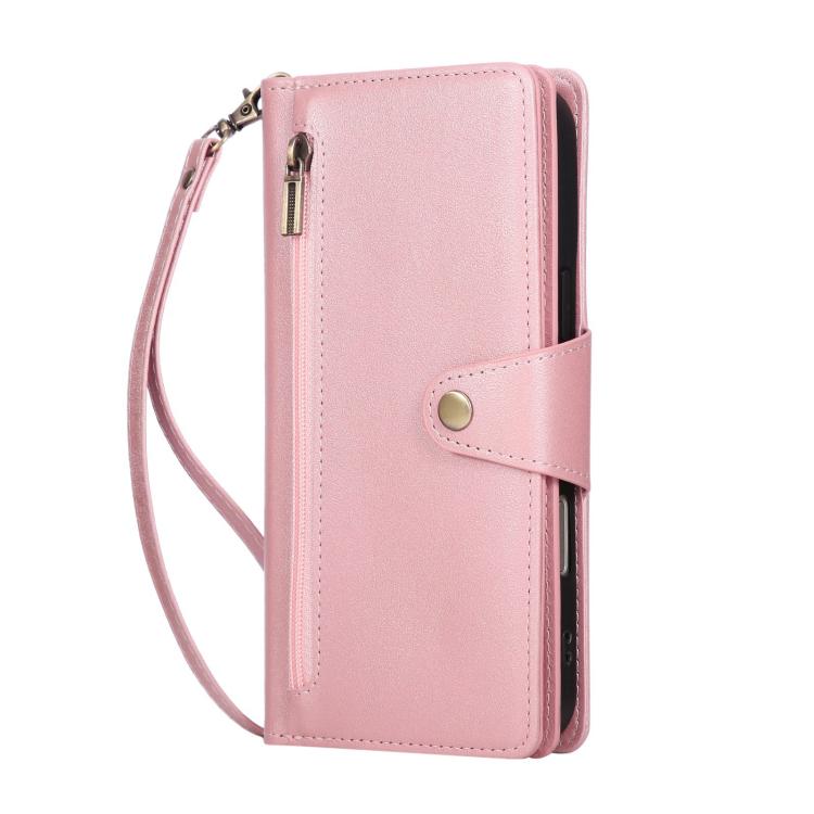 Rivet Buckle 9 Cards Three Fold Leather Phone Case, For iPhone Air, For iPhone 16 Pro Max, For iPhone 16 Pro, For iPhone 16 Plus