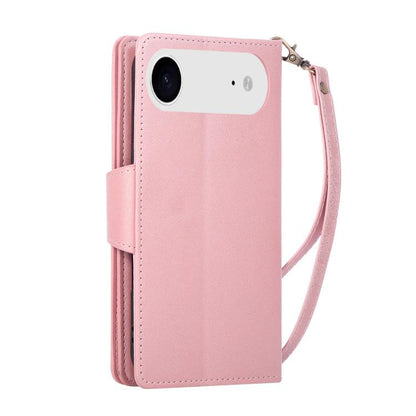 Rivet Buckle 9 Cards Three Fold Leather Phone Case, For iPhone Air, For iPhone 16 Pro Max, For iPhone 16 Pro, For iPhone 16 Plus
