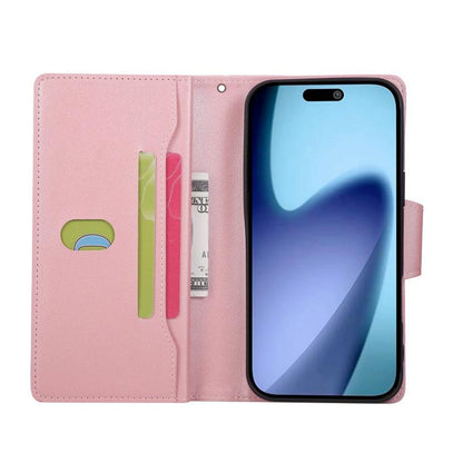 Rivet Buckle 9 Cards Three Fold Leather Phone Case, For iPhone Air, For iPhone 16 Pro Max, For iPhone 16 Pro, For iPhone 16 Plus