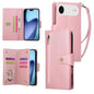 Rivet Buckle 9 Cards Three Fold Leather Phone Case, For iPhone Air, For iPhone 16 Pro Max, For iPhone 16 Pro, For iPhone 16 Plus