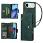 Rivet Buckle 9 Cards Three Fold Leather Phone Case, For iPhone Air, For iPhone 16 Pro Max, For iPhone 16 Pro, For iPhone 16 Plus