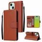3-Card Slots Multifunctional Leather Phone Case, For iPhone 15