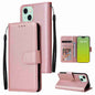 3-Card Slots Multifunctional Leather Phone Case, For iPhone 15
