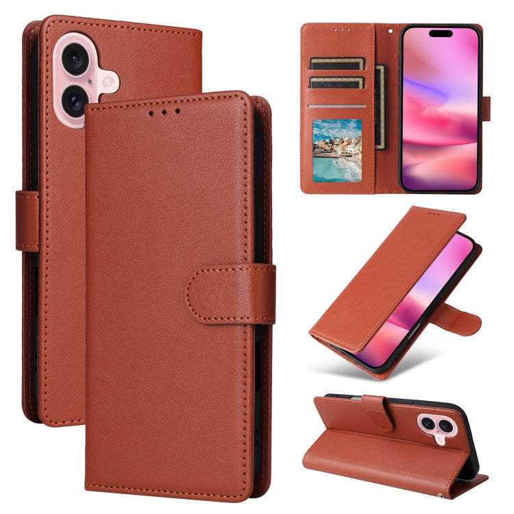 3-Card Slots Multifunctional Leather Phone Case, For iPhone 16e, For iPhone 16 Pro Max, For iPhone 16 Pro, For iPhone 16 Plus