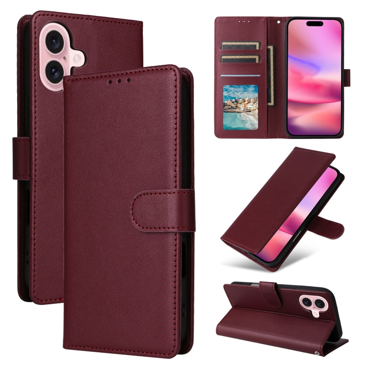 3-Card Slots Multifunctional Leather Phone Case, For iPhone 16e, For iPhone 16 Pro Max, For iPhone 16 Pro, For iPhone 16 Plus