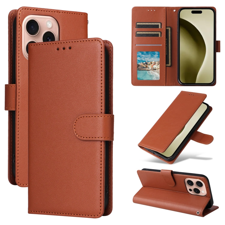 3-Card Slots Multifunctional Leather Phone Case, For iPhone 16e, For iPhone 16 Pro Max, For iPhone 16 Pro, For iPhone 16 Plus