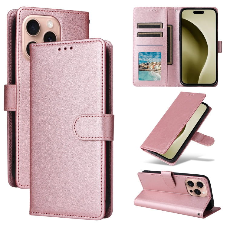 3-Card Slots Multifunctional Leather Phone Case, For iPhone 16e, For iPhone 16 Pro Max, For iPhone 16 Pro, For iPhone 16 Plus