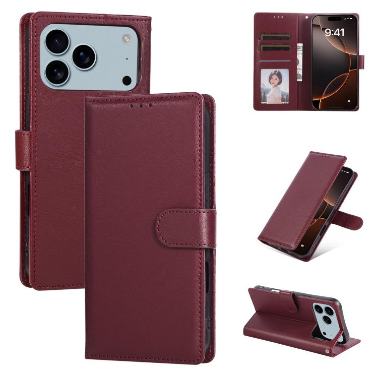 3-Card Slots Multifunctional Leather Phone Case, For iPhone 17e / 16e, For iPhone 17 Pro Max, For iPhone 17 Pro, For iPhone 17