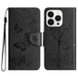 Butterfly Embossed Flip Leather Phone Case, For iPhone 17e / 16e, For iPhone 16 Pro Max, For iPhone 16 Pro