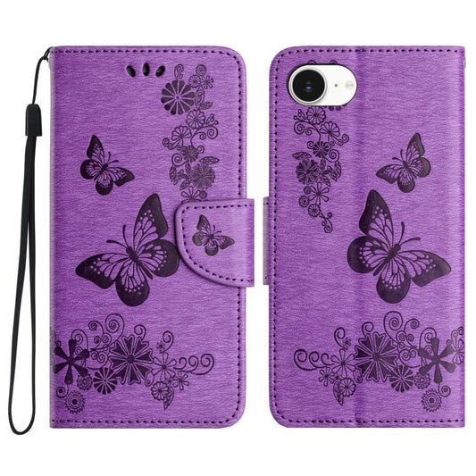 Butterfly Embossed Flip Leather Phone Case, For iPhone 17e / 16e, For iPhone 16 Pro Max, For iPhone 16 Pro
