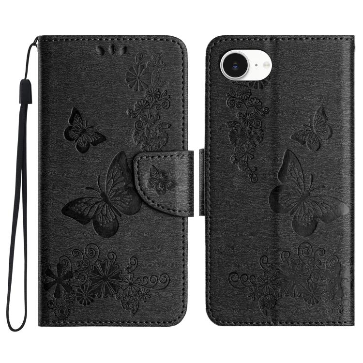 Butterfly Embossed Flip Leather Phone Case, For iPhone 17e / 16e, For iPhone 16 Pro Max, For iPhone 16 Pro