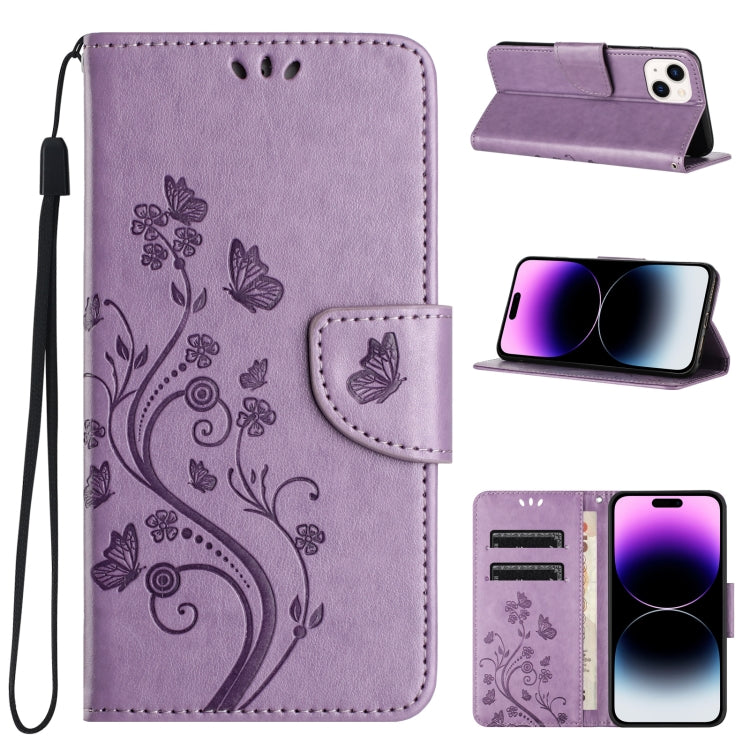 Butterfly Flower Pattern Flip Leather Phone Case