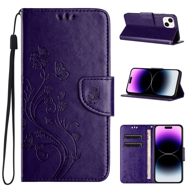 Butterfly Flower Pattern Flip Leather Phone Case