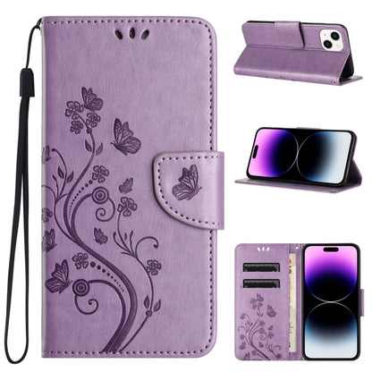 Butterfly Flower Pattern Flip Leather Phone Case