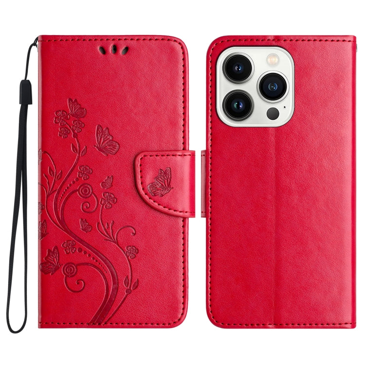 Butterfly Flower Pattern Flip Leather Phone Case, For iPhone 17, For iPhone Air, For iPhone 16 Pro Max
