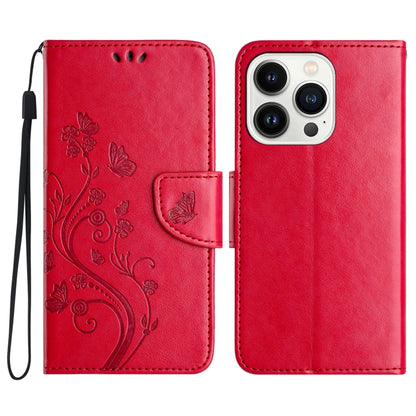 Butterfly Flower Pattern Flip Leather Phone Case, For iPhone 17, For iPhone Air, For iPhone 16 Pro Max
