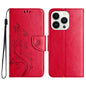 Butterfly Flower Pattern Flip Leather Phone Case, For iPhone 17, For iPhone Air, For iPhone 16 Pro Max