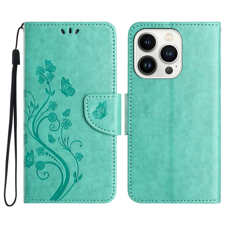 Butterfly Flower Pattern Flip Leather Phone Case, For iPhone 17, For iPhone Air, For iPhone 16 Pro Max