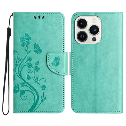 Butterfly Flower Pattern Flip Leather Phone Case, For iPhone 17, For iPhone Air, For iPhone 16 Pro Max