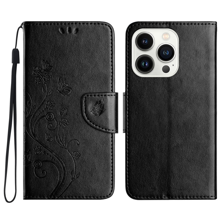 Butterfly Flower Pattern Flip Leather Phone Case, For iPhone 17, For iPhone Air, For iPhone 16 Pro Max