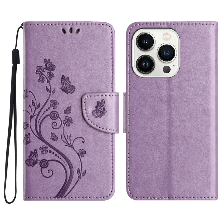 Butterfly Flower Pattern Flip Leather Phone Case, For iPhone 17, For iPhone Air, For iPhone 16 Pro Max