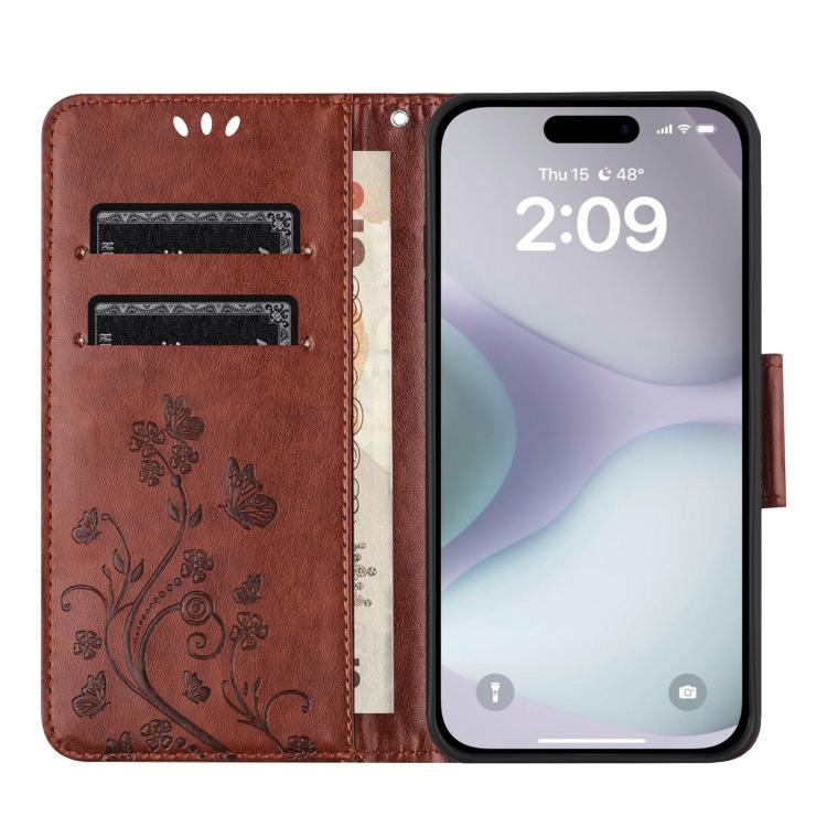 Butterfly Flower Pattern Flip Leather Phone Case, For iPhone 17, For iPhone Air, For iPhone 16 Pro Max