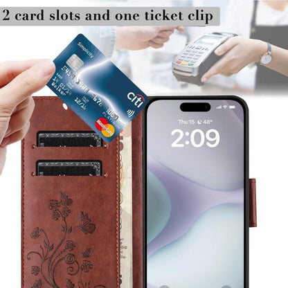 Butterfly Flower Pattern Flip Leather Phone Case, For iPhone 17, For iPhone Air, For iPhone 16 Pro Max