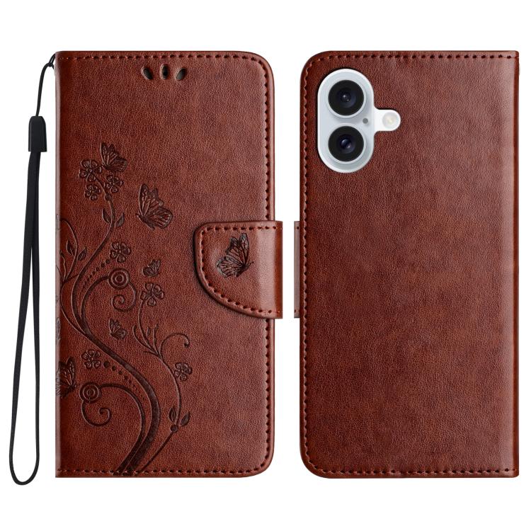 Butterfly Flower Pattern Flip Leather Phone Case, For iPhone 17, For iPhone Air, For iPhone 16 Pro Max