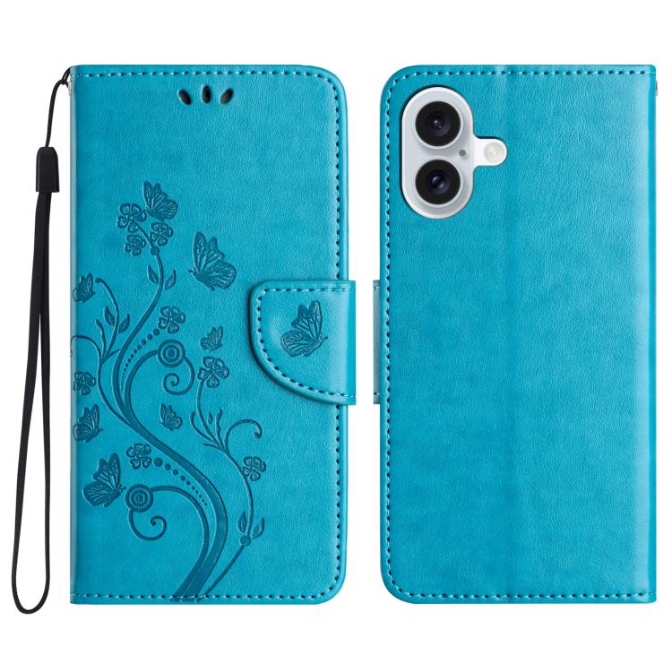 Butterfly Flower Pattern Flip Leather Phone Case, For iPhone 17, For iPhone Air, For iPhone 16 Pro Max
