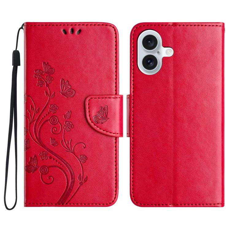 Butterfly Flower Pattern Flip Leather Phone Case, For iPhone 17, For iPhone Air, For iPhone 16 Pro Max