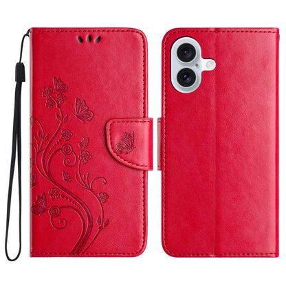 Butterfly Flower Pattern Flip Leather Phone Case, For iPhone 17, For iPhone Air, For iPhone 16 Pro Max