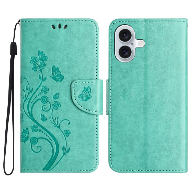 Butterfly Flower Pattern Flip Leather Phone Case, For iPhone 17, For iPhone Air, For iPhone 16 Pro Max