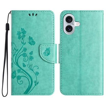 Butterfly Flower Pattern Flip Leather Phone Case, For iPhone 17, For iPhone Air, For iPhone 16 Pro Max