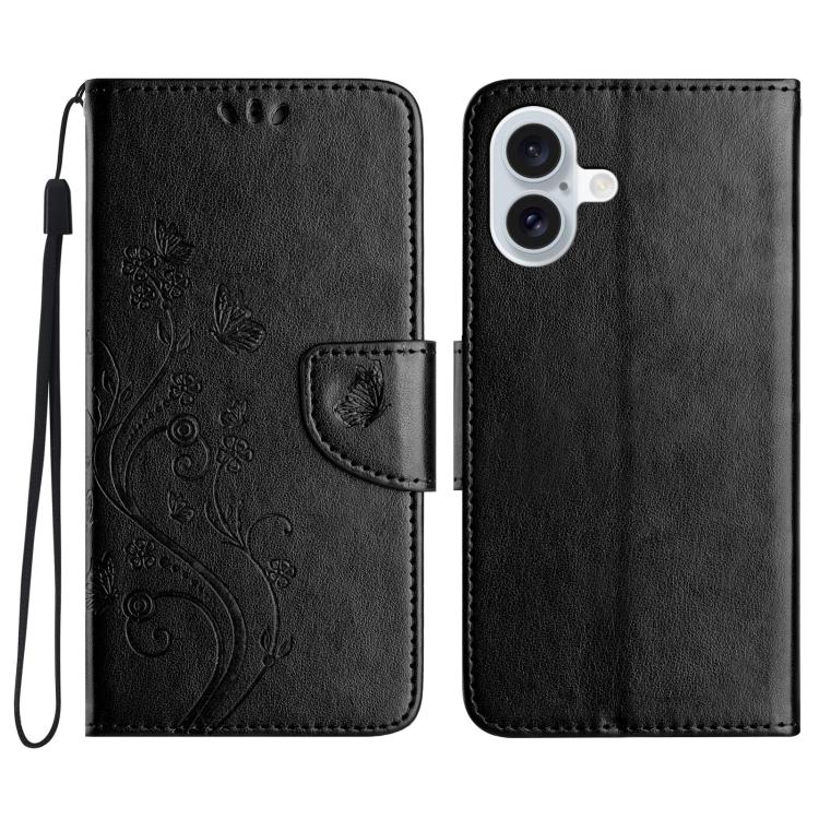 Butterfly Flower Pattern Flip Leather Phone Case, For iPhone 17, For iPhone Air, For iPhone 16 Pro Max