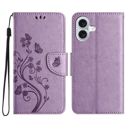 Butterfly Flower Pattern Flip Leather Phone Case, For iPhone 17, For iPhone Air, For iPhone 16 Pro Max