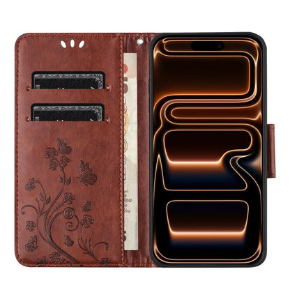 Butterfly Flower Pattern Flip Leather Phone Case, For iPhone 18 Pro / 17 Pro, For iPhone 18 Pro Max / 17 Pro Max, For iPhone 17e / 16e