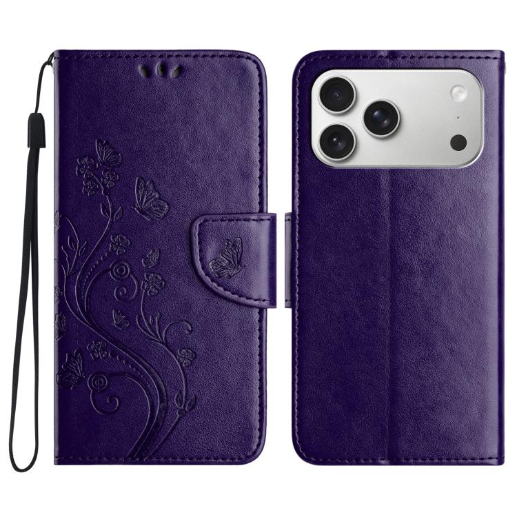 Butterfly Flower Pattern Flip Leather Phone Case, For iPhone 18 Pro / 17 Pro, For iPhone 18 Pro Max / 17 Pro Max, For iPhone 17e / 16e