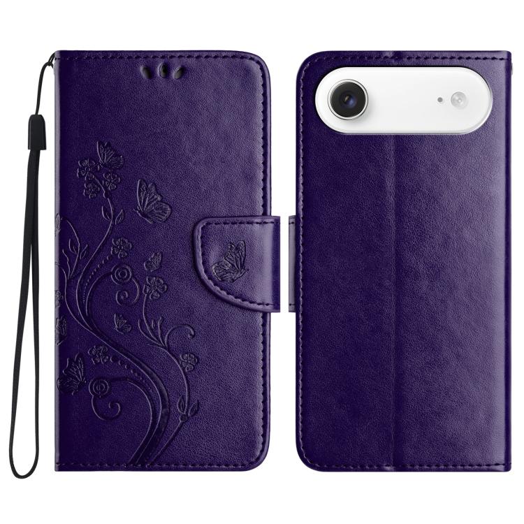 Butterfly Flower Pattern Flip Leather Phone Case, For iPhone 17, For iPhone Air, For iPhone 16 Pro Max
