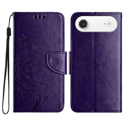 Butterfly Flower Pattern Flip Leather Phone Case, For iPhone 17, For iPhone Air, For iPhone 16 Pro Max