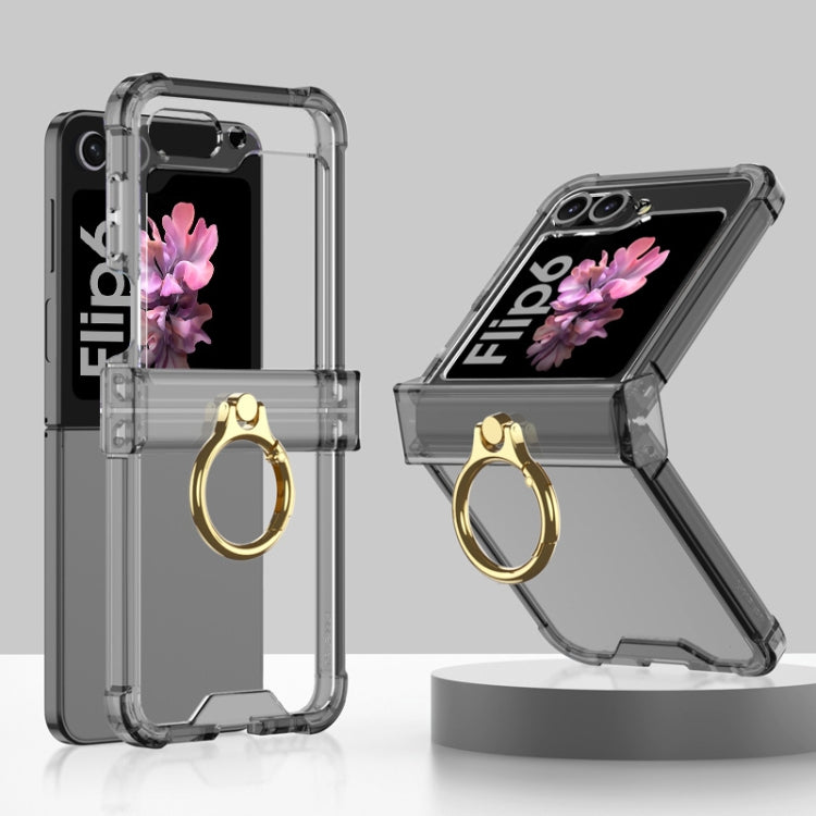 Gkk Airbag Hinge Silicone Phone Case with Ring Holder, For Samsung Galaxy Z Flip7 5G, For Samsung Galaxy Z Flip6 / Flip7 FE, For Samsung Galaxy Z Flip5