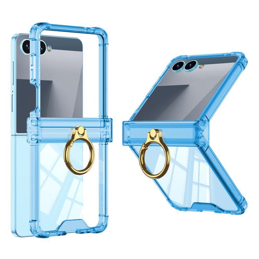 Gkk Airbag Hinge Silicone Phone Case with Ring Holder, For Samsung Galaxy Z Flip7 5G, For Samsung Galaxy Z Flip6 / Flip7 FE, For Samsung Galaxy Z Flip5