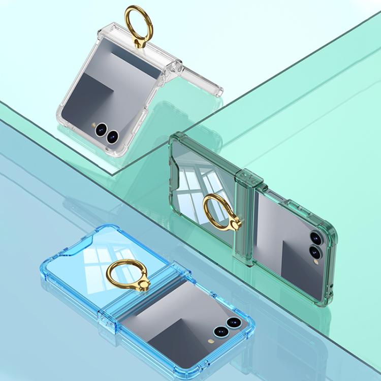 Gkk Airbag Hinge Silicone Phone Case with Ring Holder, For Samsung Galaxy Z Flip7 5G, For Samsung Galaxy Z Flip6 / Flip7 FE, For Samsung Galaxy Z Flip5
