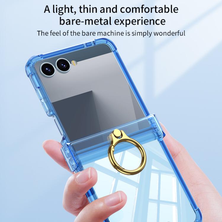Gkk Airbag Hinge Silicone Phone Case with Ring Holder, For Samsung Galaxy Z Flip7 5G, For Samsung Galaxy Z Flip6 / Flip7 FE, For Samsung Galaxy Z Flip5