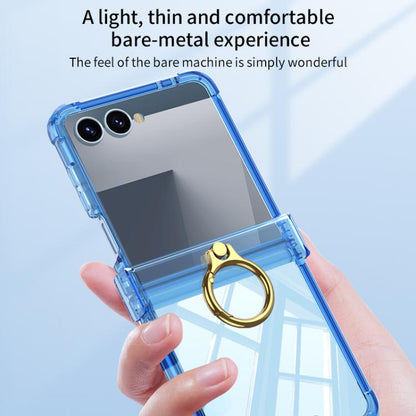 Gkk Airbag Hinge Silicone Phone Case with Ring Holder, For Samsung Galaxy Z Flip7 5G, For Samsung Galaxy Z Flip6 / Flip7 FE, For Samsung Galaxy Z Flip5