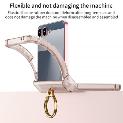 Gkk Airbag Hinge Silicone Phone Case with Ring Holder, For Samsung Galaxy Z Flip7 5G, For Samsung Galaxy Z Flip6 / Flip7 FE, For Samsung Galaxy Z Flip5