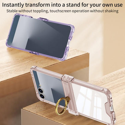 Gkk Airbag Hinge Silicone Phone Case with Ring Holder, For Samsung Galaxy Z Flip7 5G, For Samsung Galaxy Z Flip6 / Flip7 FE, For Samsung Galaxy Z Flip5