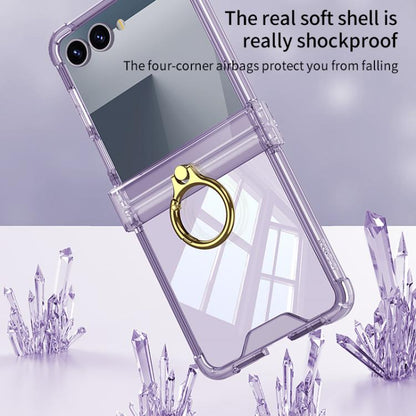 Gkk Airbag Hinge Silicone Phone Case with Ring Holder, For Samsung Galaxy Z Flip7 5G, For Samsung Galaxy Z Flip6 / Flip7 FE, For Samsung Galaxy Z Flip5