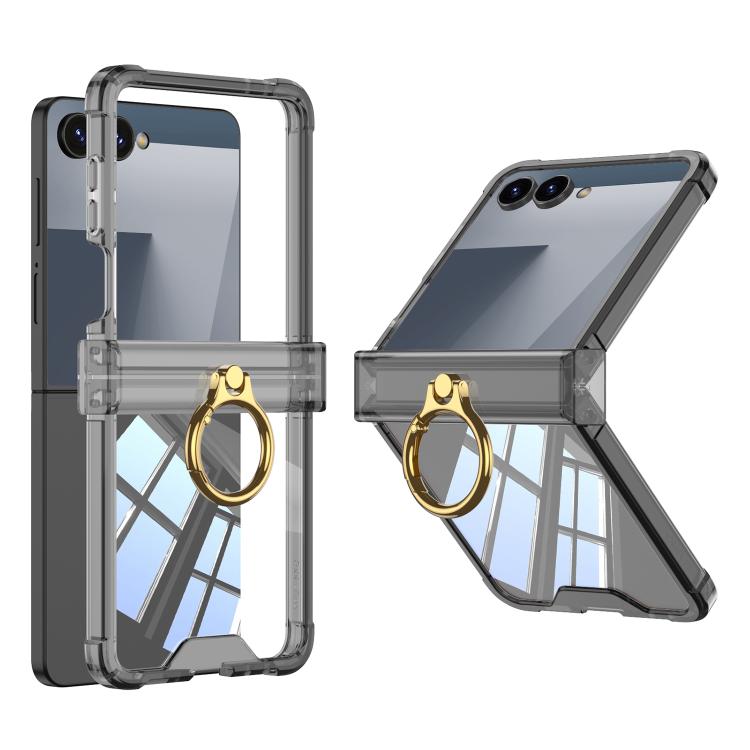 Gkk Airbag Hinge Silicone Phone Case with Ring Holder, For Samsung Galaxy Z Flip7 5G, For Samsung Galaxy Z Flip6 / Flip7 FE, For Samsung Galaxy Z Flip5